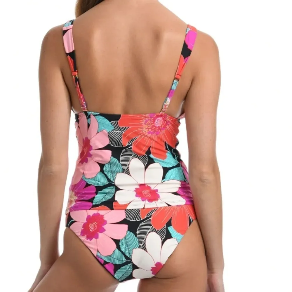 La Blanca Over the Shoulder Front Knot Tankini Swimsuit Top & Bottom 2 p…